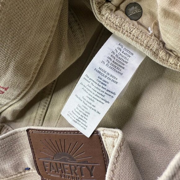 Faherty Mens Beige Denim Stretch Twill Preppy Casual Straight Leg Jeans Size 31 - Picture 12 of 16